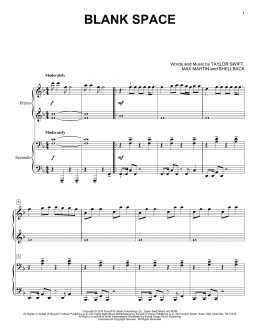 page one of Blank Space (Piano Duet)