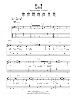 page one of Hurt (Quiet) (Easy Guitar Tab)