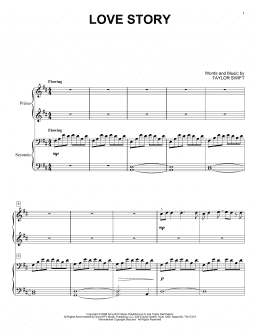page one of Love Story (Piano Duet)