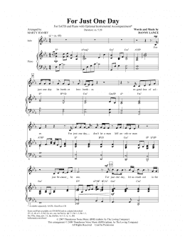page one of For Just One Day (SATB Choir)