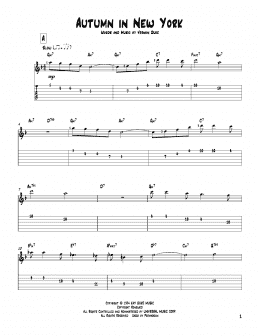 page one of Autumn In New York (Solo Guitar Tab)
