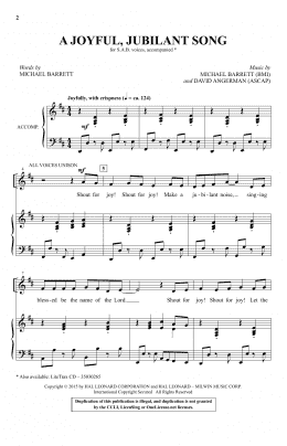 page one of A Joyful, Jubilant Song (SAB Choir)
