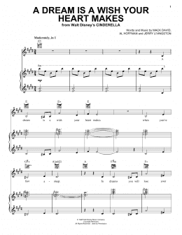 page one of A Dream Is A Wish Your Heart Makes (from Cinderella) (Piano, Vocal & Guitar Chords (Right-Hand Melody))