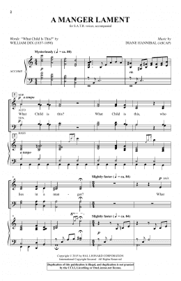 page one of A Manger Lament (SATB Choir)