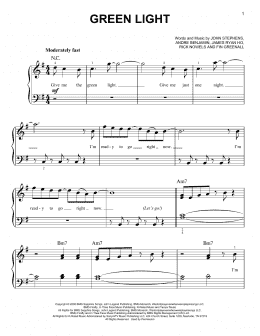 page one of Green Light (Easy Piano)