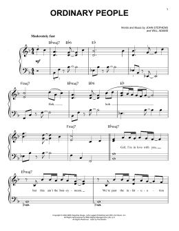 page one of Ordinary People (Easy Piano)