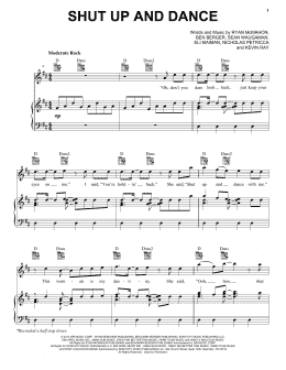 page one of Shut Up And Dance (Piano, Vocal & Guitar Chords (Right-Hand Melody))