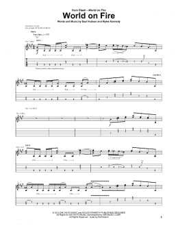 page one of World On Fire (Guitar Tab)