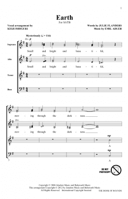 page one of Earth (SATB Choir)