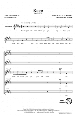 page one of Know (SATB Choir)