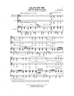 page one of Lean On Me (with We Shall Overcome) (SSA Choir)