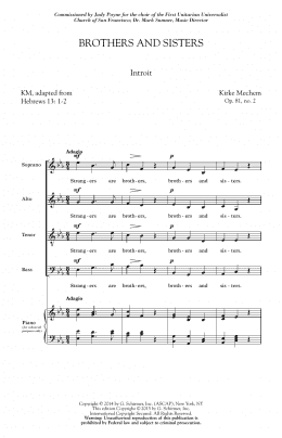 page one of Brothers And Sisters (SATB Choir)