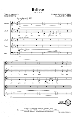 page one of Believe (SATB Choir)