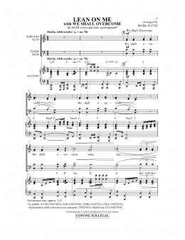 page one of Lean On Me (with We Shall Overcome) (SATB Choir)