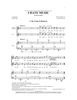 page one of I Hate Music (arr. Robert Page) (SSA Choir)