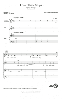 page one of I Saw Three Ships (SSA Choir)