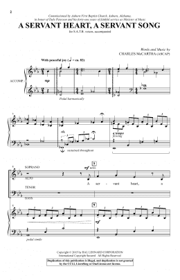 page one of A Servant Heart, A Servant Song (SATB Choir)