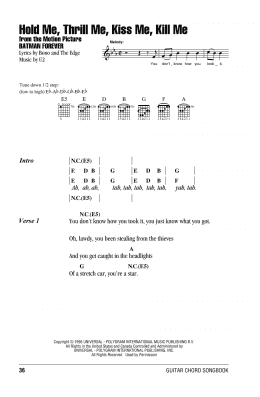 page one of Hold Me, Thrill Me, Kiss Me, Kill Me (Guitar Chords/Lyrics)