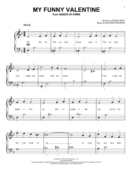 page one of My Funny Valentine (Very Easy Piano)