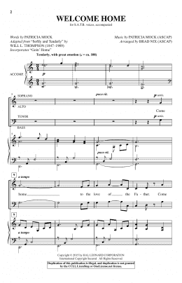 page one of Welcome Home (SATB Choir)