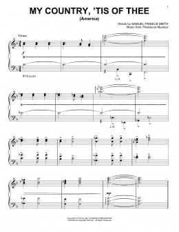 page one of My Country, 'Tis Of Thee (America) (Piano Solo)