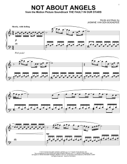 page one of Not About Angels (Piano Solo)