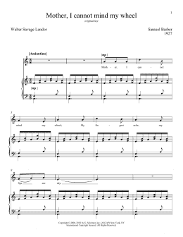 page one of Mother, I Can Not Mind My Wheel (Piano & Vocal)
