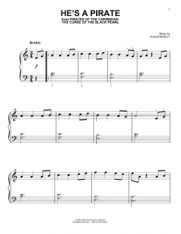 page one of He's A Pirate (from Pirates Of The Caribbean: The Curse of the Black Pearl) (Very Easy Piano)
