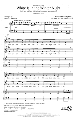 page one of White Is In The Winter Night (2-Part Choir)