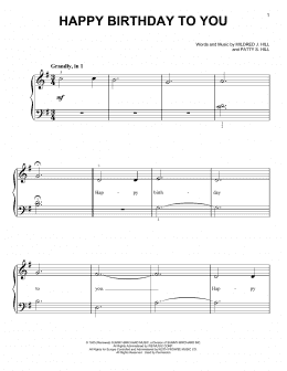 page one of Happy Birthday To You (Easy Piano)
