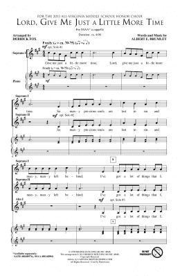page one of Lord, Give Me Just A Little More Time (SSA Choir)