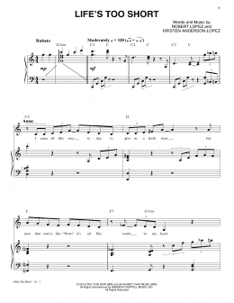 page one of Life's Too Short (Piano & Vocal)