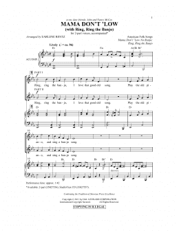page one of Mama Don't 'Low (with Ring, Ring The Banjo) (2-Part Choir)