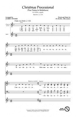 page one of Christmas Processional (Puer Natus In Bethlehem) (SATB Choir)