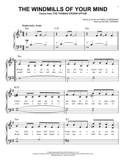 page one of The Windmills Of Your Mind (Very Easy Piano)