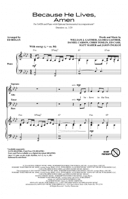 page one of Because He Lives, Amen (arr. Ed Hogan) (SATB Choir)
