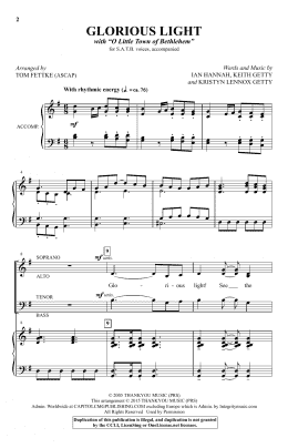 page one of Glorious Light (SATB Choir)