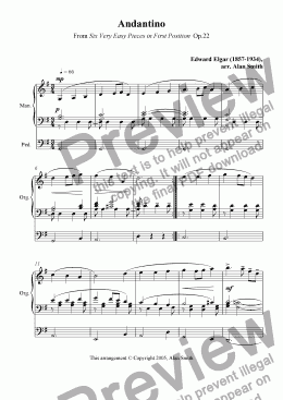 page one of Andantino (Elgar)