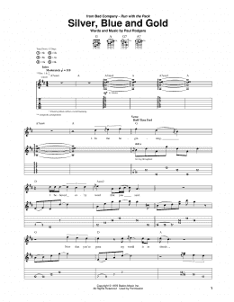 page one of Silver, Blue And Gold (Guitar Tab)