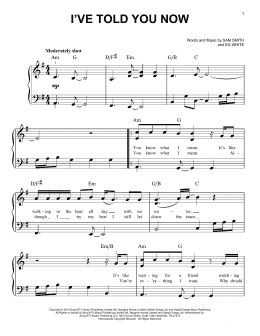 page one of I've Told You Now (Easy Piano)