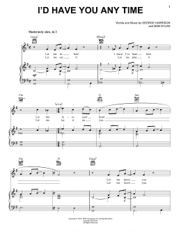 page one of I'd Have You Any Time (Piano, Vocal & Guitar Chords (Right-Hand Melody))
