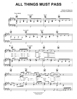 page one of All Things Must Pass (Piano, Vocal & Guitar Chords (Right-Hand Melody))