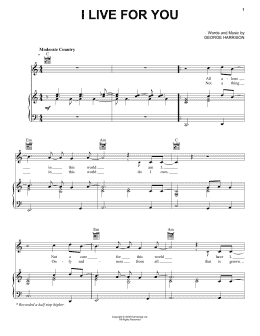 page one of I Live For You (Piano, Vocal & Guitar Chords (Right-Hand Melody))
