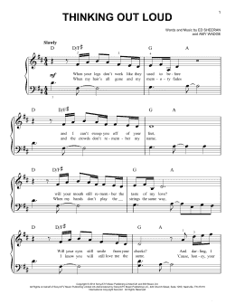 page one of Thinking Out Loud (Easy Piano)