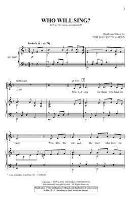 page one of Who Will Sing? (SATB Choir)