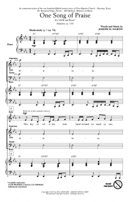 page one of One Song Of Praise (SATB Choir)