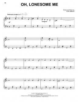 page one of Oh, Lonesome Me (Piano Solo)