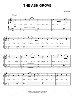 page one of The Ash Grove (Very Easy Piano)