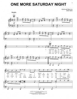 page one of One More Saturday Night (Piano, Vocal & Guitar Chords (Right-Hand Melody))