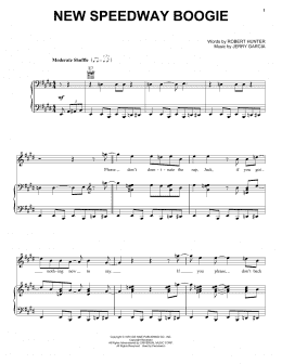 page one of New Speedway Boogie (Piano, Vocal & Guitar Chords (Right-Hand Melody))